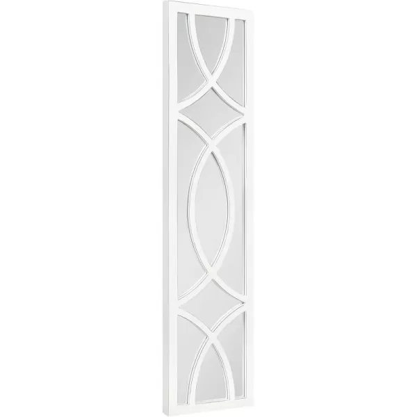 Kate and Laurel Tolland Decorative Wooden Panel Wall Mirror 12quot x 48quot Soft White Rustic Windowpane Accent PieceWhite