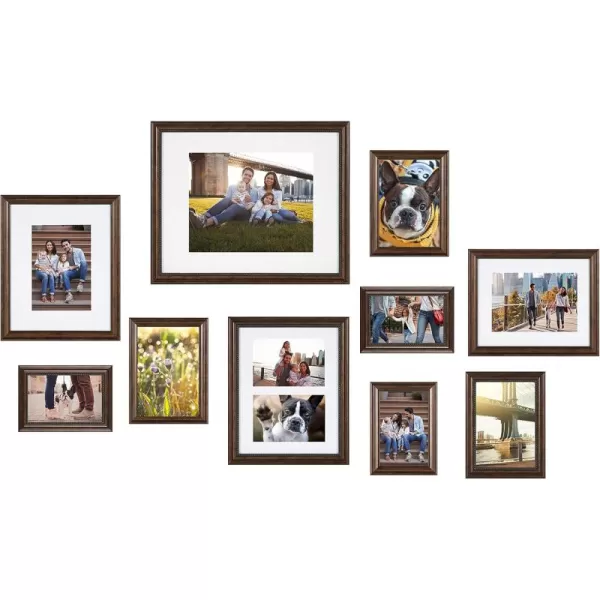 Kate and Laurel Traditional Wall Picture Frame Set Set of 10 Varying Sizes Bronze Traditional Glam Frame Collection for Wall