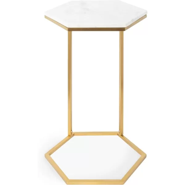 Kate and Laurel Trillion Modern CTable 16 x 16 x 28 Gold Chic Marble End Table with Geometric Top