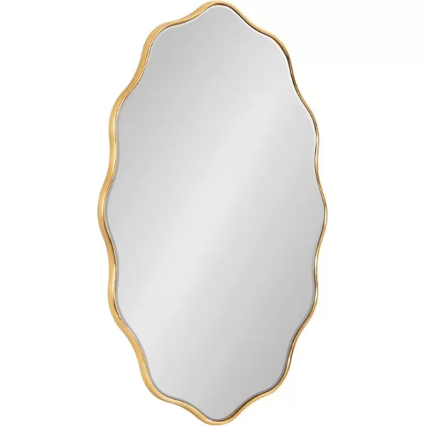 Kate and Laurel Viona Modern Scalloped Oval Mirror 24 x 34 Gold Decorative Round Wall Mirror with Unique Rippled Edge and a Glamorous Gold Finish