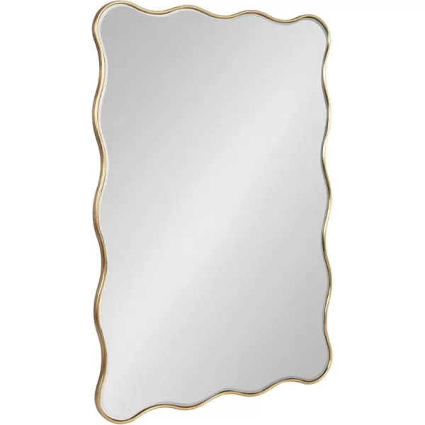 Kate and Laurel Viona Modern Scalloped Rectangle Mirror 24 x 36 Gold Decorative Wavy Mirror with Unique Rippled Edge and a Glamorous Gold Finish