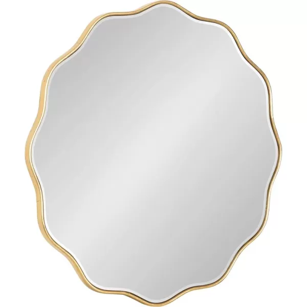 Kate and Laurel Viona Modern Scalloped Round Mirror 32 Inch Diameter Black Decorative Wavy Circle Mirror with Unique Rippled Edge for Use as Bathroom Vanity MirrorGold