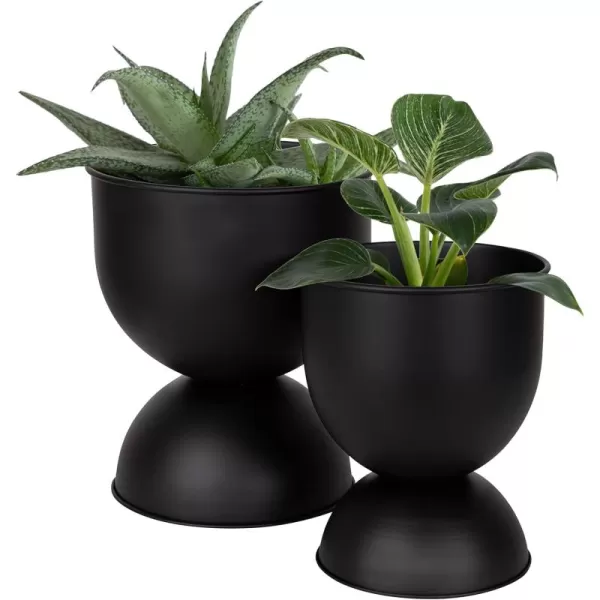 Kate and Laurel Volz Modern Indoor Planter Set of 2 Black Sophisticated Modern Home Decor for Storage and Display