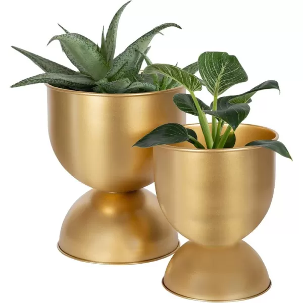 Kate and Laurel Volz Modern Indoor Planter Set of 2 Gold Sophisticated Modern Home Decor for Storage and DisplayGold