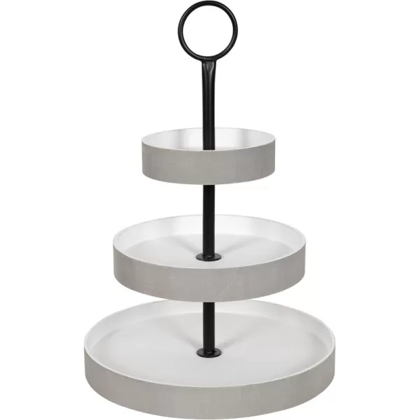 Kate and Laurel Woodmont 3 Tiered Wood Tray Rustic BrownGrayWhite
