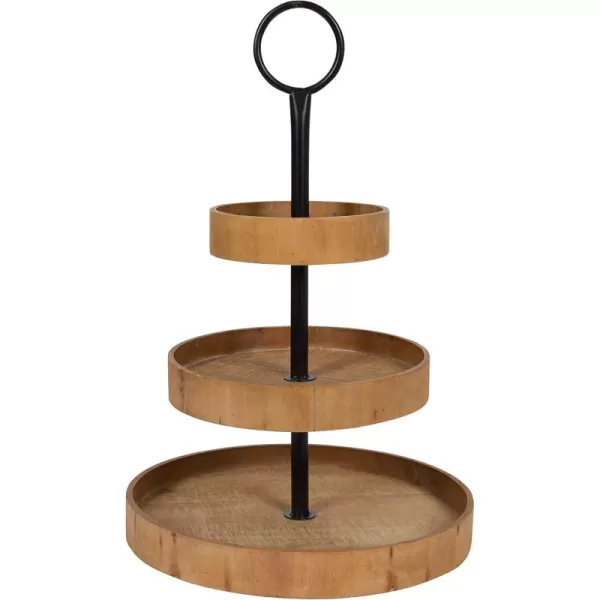 Kate and Laurel Woodmont 3 Tiered Wood Tray Rustic BrownRustic Brown