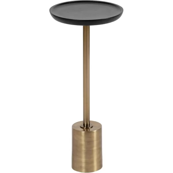 Kate and Laurel Xyler Transitional Round Wood and Metal Drink Table for Use as Plant Pedestal Stand or Living Room Accent 10x10x24 GoldBlackGoldBlack