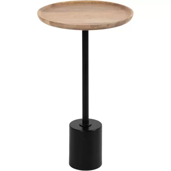 Kate and Laurel Xyler Transitional Round Wood and Metal Side Table for Use as Plant Pedestal Stand or Bedroom Nightstand 14x14x24 NaturalBlackNaturalBlack