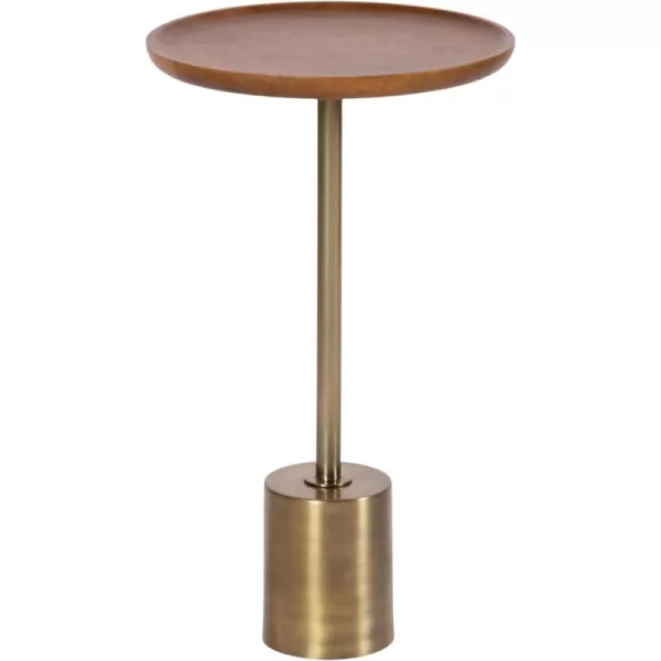 Kate and Laurel Xyler Transitional Round Wood and Metal Side Table for Use as Plant Pedestal Stand or Bedroom Nightstand 14x14x24 NaturalBlackWalnut BrownGold