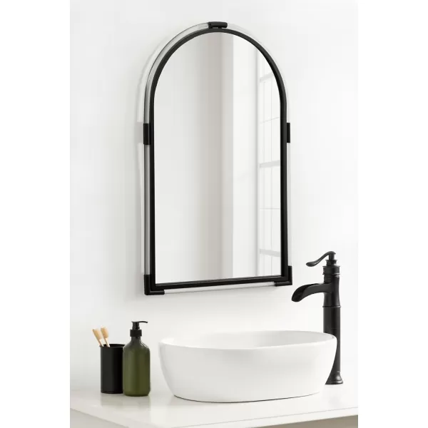 Kate and Laurel Arceo Modern Glam Acrylic Arch Mirror 22 x 34 Gold Arched Mirror Decor with Metal Detailing for Use as Bathroom Vanity Mirror Above SinkBlack