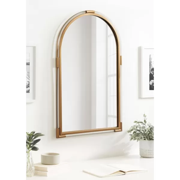 Kate and Laurel Arceo Modern Glam Acrylic Arch Mirror 22 x 34 Gold Arched Mirror Decor with Metal Detailing for Use as Bathroom Vanity Mirror Above SinkGold