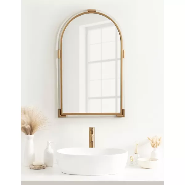 Kate and Laurel Arceo Modern Glam Acrylic Arch Mirror 22 x 34 Gold Arched Mirror Decor with Metal Detailing for Use as Bathroom Vanity Mirror Above SinkGold