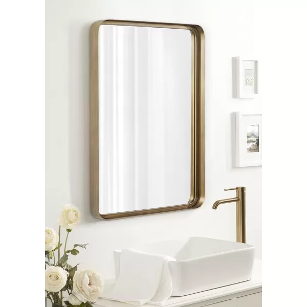 Kate and Laurel Armenta Modern Soft Rectangle Metal Framed Mirror 20 x 42 Gold Functional Antique Inspired Wall Mirror Accent for Wall DecorGold