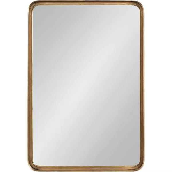 Kate and Laurel Armenta Modern Soft Rectangle Metal Framed Mirror 20 x 42 Gold Functional Antique Inspired Wall Mirror Accent for Wall DecorGold