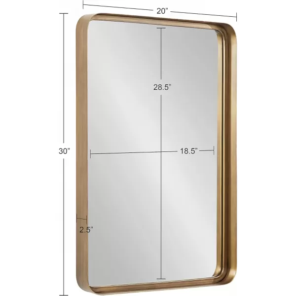 Kate and Laurel Armenta Modern Soft Rectangle Metal Framed Mirror 20 x 42 Gold Functional Antique Inspired Wall Mirror Accent for Wall DecorGold