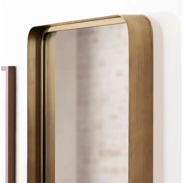 Kate and Laurel Armenta Modern Soft Rectangle Metal Framed Mirror 20 x 42 Gold Functional Antique Inspired Wall Mirror Accent for Wall DecorGold