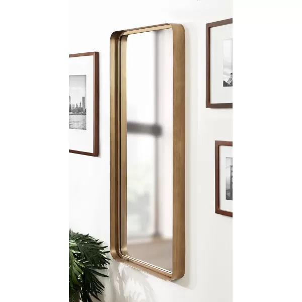 Kate and Laurel Armenta Modern Soft Rectangle Metal Framed Mirror 20 x 42 Gold Functional Antique Inspired Wall Mirror Accent for Wall DecorGold