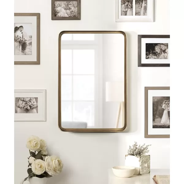 Kate and Laurel Armenta Modern Soft Rectangle Metal Framed Mirror 20 x 42 Gold Functional Antique Inspired Wall Mirror Accent for Wall DecorGold