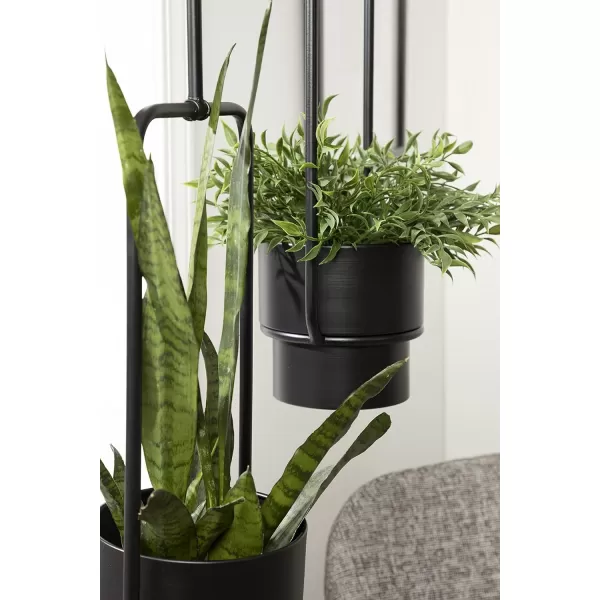 Kate and Laurel Ascher Modern 2Pot Pendant Hanging Planter 24 x 8 x 39 Black Decorative Wall Hanging Plant Pots for Faux or Authentic Succulents and GreeneryBlack