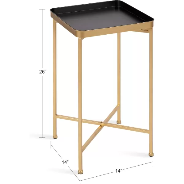 Kate and Laurel Celia Modern Side Table 18 x 12 x 26 Black Foldable Rectangular End Table for Storage and DisplayBlack