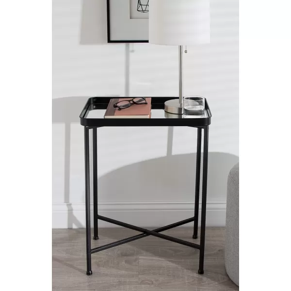 Kate and Laurel Celia Modern Side Table 18 x 12 x 26 Black Foldable Rectangular End Table for Storage and DisplayBlack