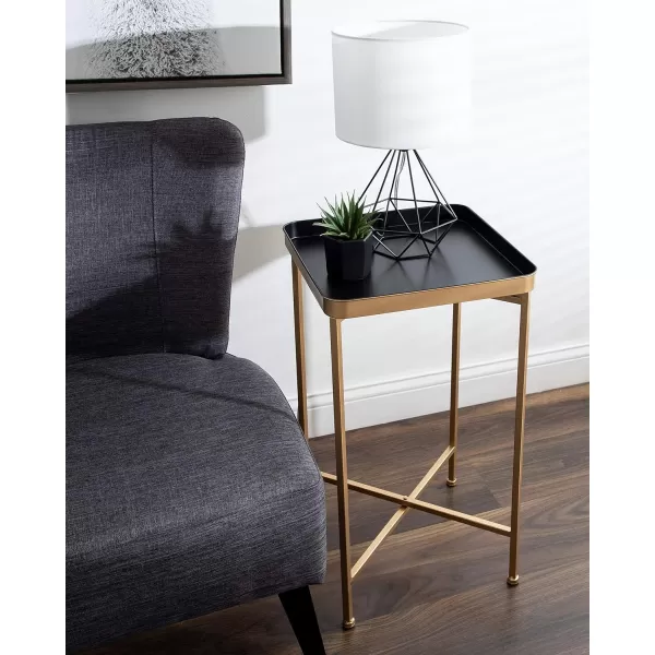 Kate and Laurel Celia Modern Side Table 18 x 12 x 26 Black Foldable Rectangular End Table for Storage and DisplayBlack