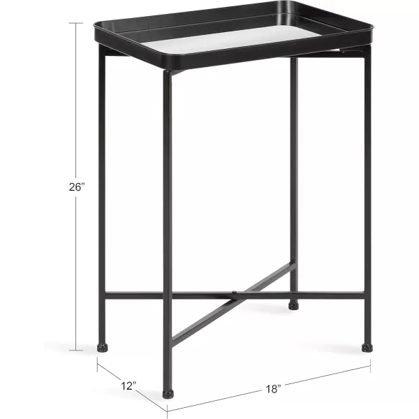 Kate and Laurel Celia Modern Side Table 18 x 12 x 26 Black Foldable Rectangular End Table for Storage and DisplayBlack