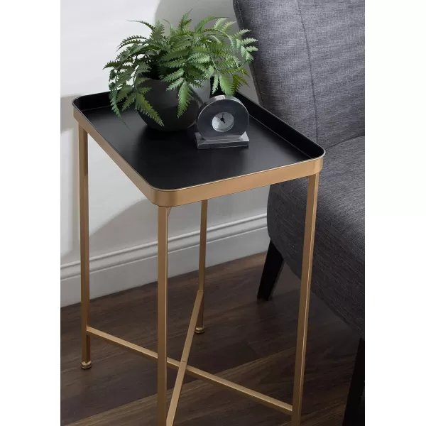 Kate and Laurel Celia Modern Side Table 18 x 12 x 26 Black Foldable Rectangular End Table for Storage and DisplayBlackGold