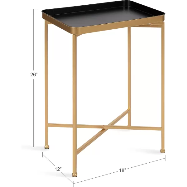 Kate and Laurel Celia Modern Side Table 18 x 12 x 26 Black Foldable Rectangular End Table for Storage and DisplayBlackGold