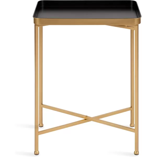 Kate and Laurel Celia Modern Side Table 18 x 12 x 26 Black Foldable Rectangular End Table for Storage and DisplayBlackGold