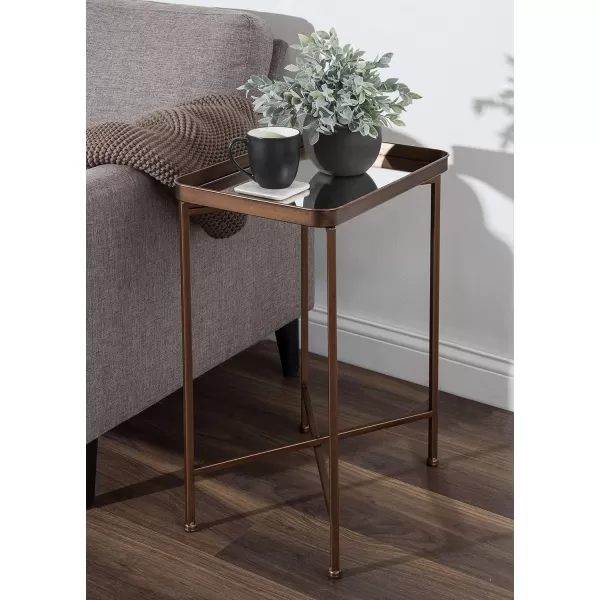 Kate and Laurel Celia Modern Side Table 18 x 12 x 26 Black Foldable Rectangular End Table for Storage and DisplayBronze