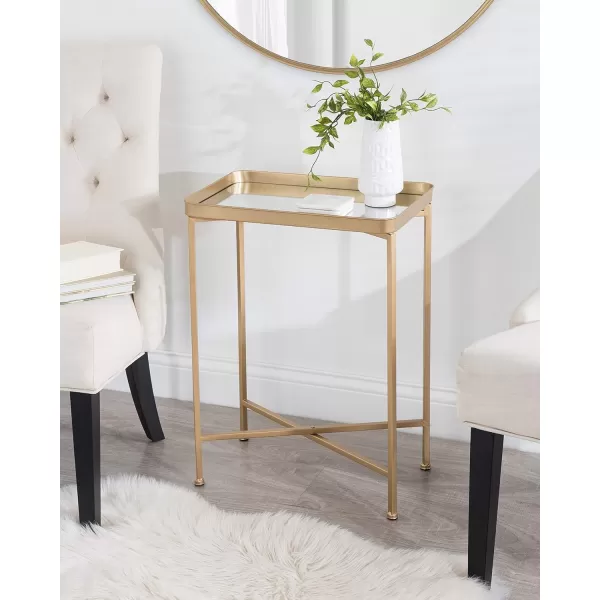 Kate and Laurel Celia Modern Side Table 18 x 12 x 26 Black Foldable Rectangular End Table for Storage and DisplayGold