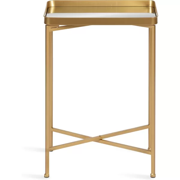 Kate and Laurel Celia Modern Side Table 18 x 12 x 26 Black Foldable Rectangular End Table for Storage and DisplayGold