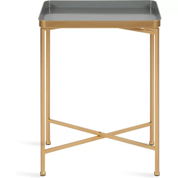 Kate and Laurel Celia Modern Side Table 18 x 12 x 26 Black Foldable Rectangular End Table for Storage and DisplayGoldGray