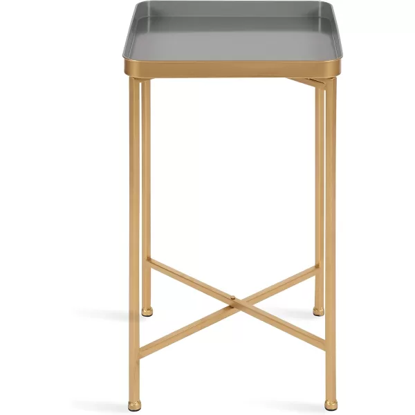 Kate and Laurel Celia Modern Side Table 18 x 12 x 26 Black Foldable Rectangular End Table for Storage and DisplayGoldGray