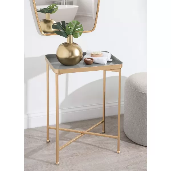 Kate and Laurel Celia Modern Side Table 18 x 12 x 26 Black Foldable Rectangular End Table for Storage and DisplayGoldGray