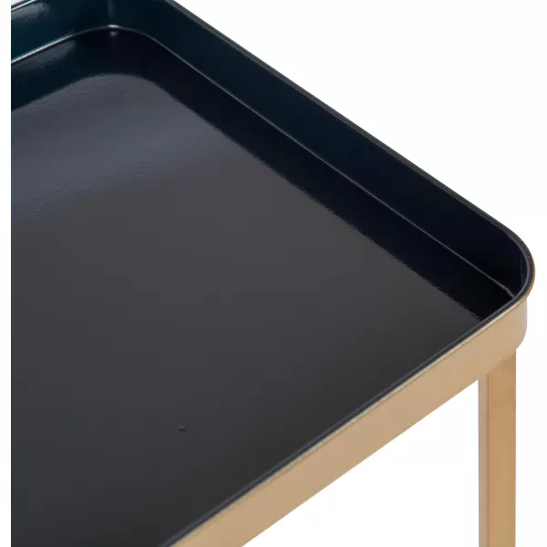 Kate and Laurel Celia Modern Side Table 18 x 12 x 26 Black Foldable Rectangular End Table for Storage and DisplayNavy BlueGold