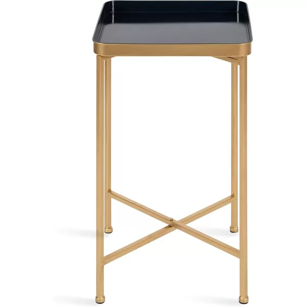 Kate and Laurel Celia Modern Side Table 18 x 12 x 26 Black Foldable Rectangular End Table for Storage and DisplayNavy BlueGold