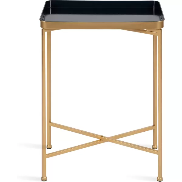 Kate and Laurel Celia Modern Side Table 18 x 12 x 26 Black Foldable Rectangular End Table for Storage and DisplayNavy BlueGold