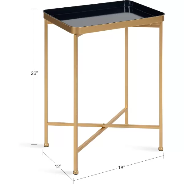 Kate and Laurel Celia Modern Side Table 18 x 12 x 26 Black Foldable Rectangular End Table for Storage and DisplayNavy BlueGold