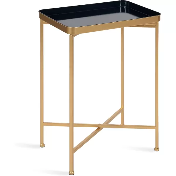 Kate and Laurel Celia Modern Side Table 18 x 12 x 26 Black Foldable Rectangular End Table for Storage and DisplayNavy BlueGold