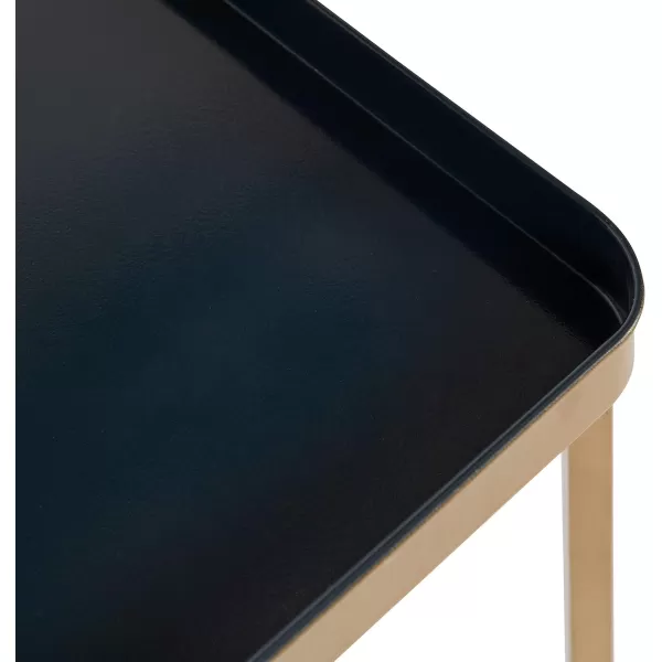 Kate and Laurel Celia Modern Side Table 18 x 12 x 26 Black Foldable Rectangular End Table for Storage and DisplayNavy BlueGold