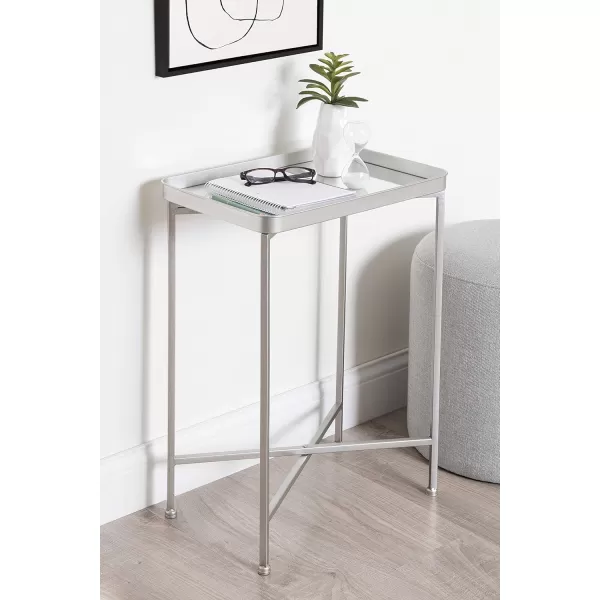Kate and Laurel Celia Modern Side Table 18 x 12 x 26 Black Foldable Rectangular End Table for Storage and DisplaySilver