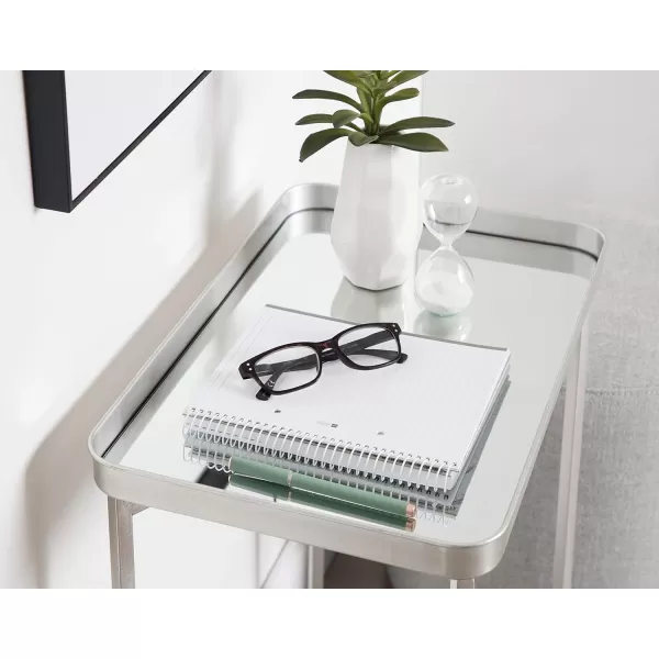 Kate and Laurel Celia Modern Side Table 18 x 12 x 26 Black Foldable Rectangular End Table for Storage and DisplaySilver