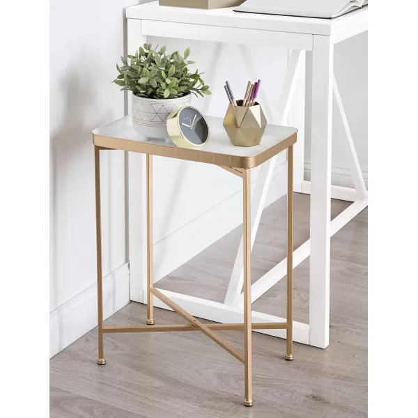 Kate and Laurel Celia Modern Side Table 18 x 12 x 26 Black Foldable Rectangular End Table for Storage and DisplayWhiteGold