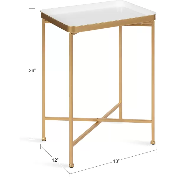 Kate and Laurel Celia Modern Side Table 18 x 12 x 26 Black Foldable Rectangular End Table for Storage and DisplayWhiteGold