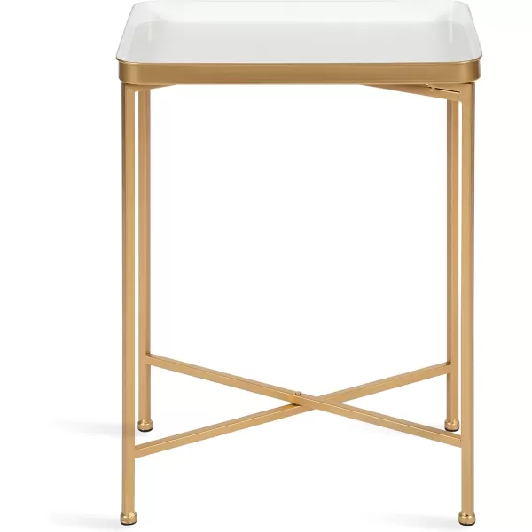 Kate and Laurel Celia Modern Side Table 18 x 12 x 26 Black Foldable Rectangular End Table for Storage and DisplayWhiteGold