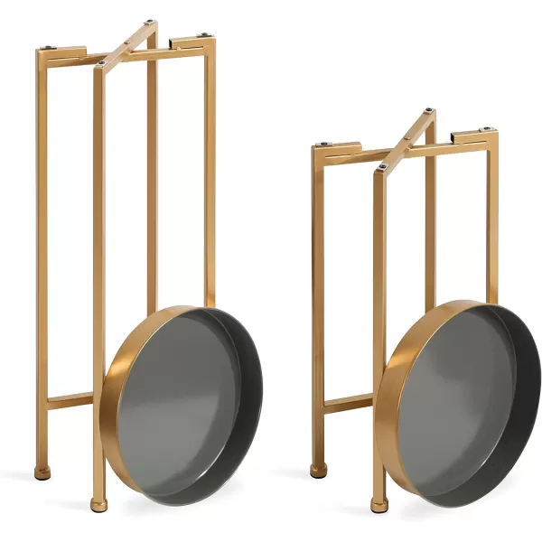 Kate and Laurel Celia Modern Side Table Set of 2 Navy Blue and Gold Sophisticated End Tables for Storage and DisplayGrayGold