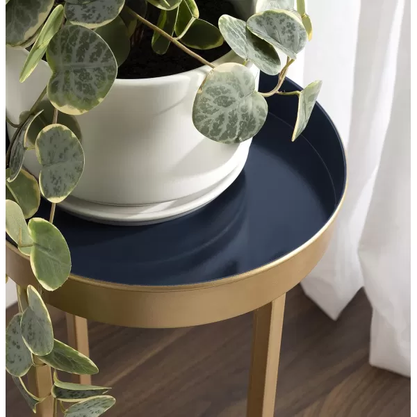 Kate and Laurel Celia Modern Side Table Set of 2 Navy Blue and Gold Sophisticated End Tables for Storage and DisplayNavy BlueGold