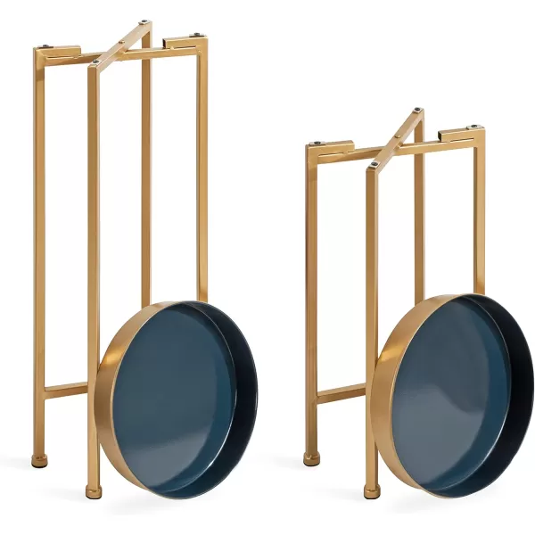 Kate and Laurel Celia Modern Side Table Set of 2 Navy Blue and Gold Sophisticated End Tables for Storage and DisplayNavy BlueGold
